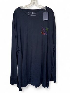 NWT Psycho Bunny 4XL Long Sleeve Tee Colton Navy Rainbow Logo Velvet Graphic